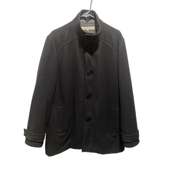 Kenneth Cole Men's Single Breasted Front Inner Quilted Wool Collar